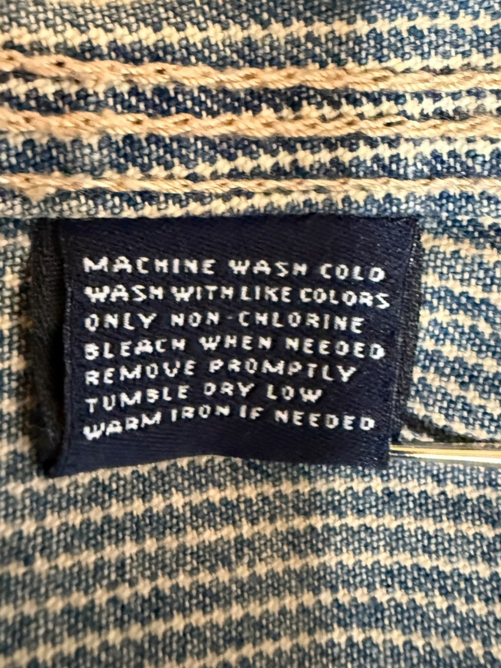American Living Hickory Stripe Denim Chore Jacket Blue White Workwear Women XL - Picture 10 of 11